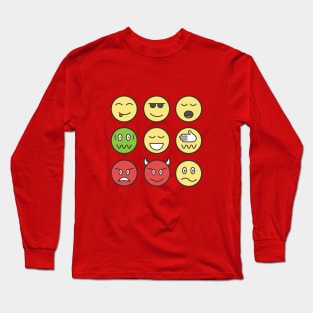 Set of Emoticons Long Sleeve T-Shirt